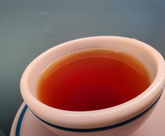 Close-up of the brew under bright lights.